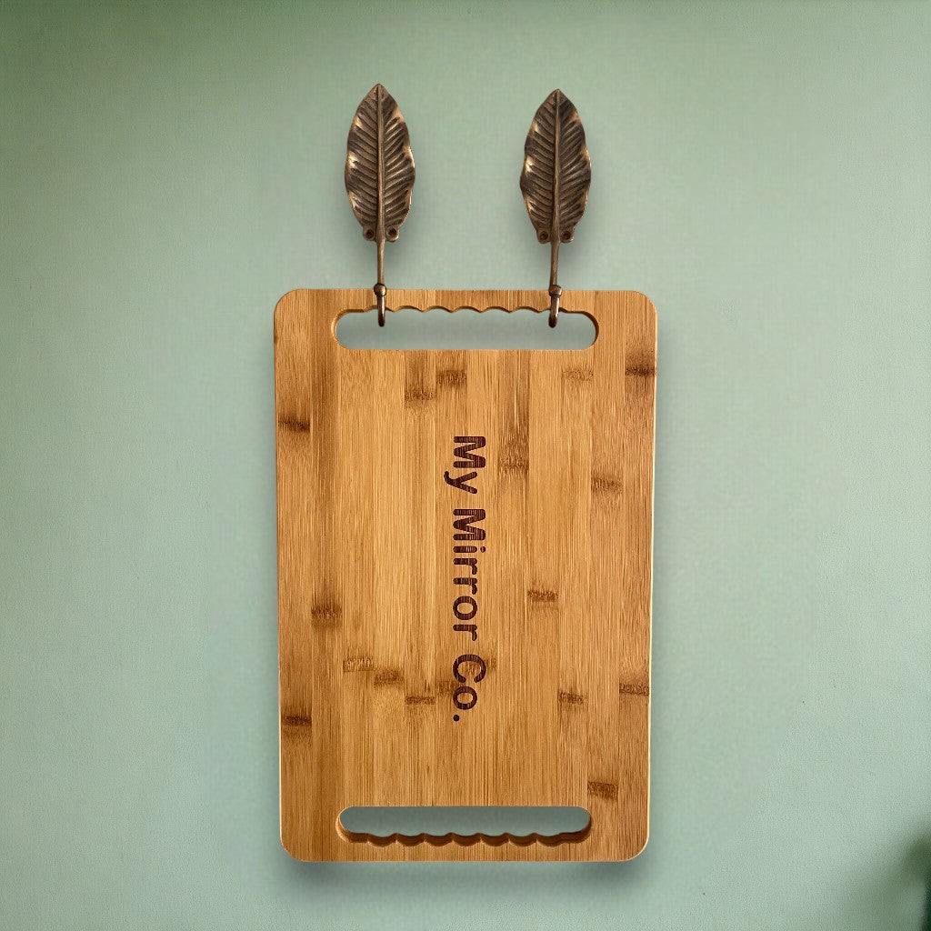 Keep your bamboo mirrors just hanging around on the banana leaf brass hooks in antique.