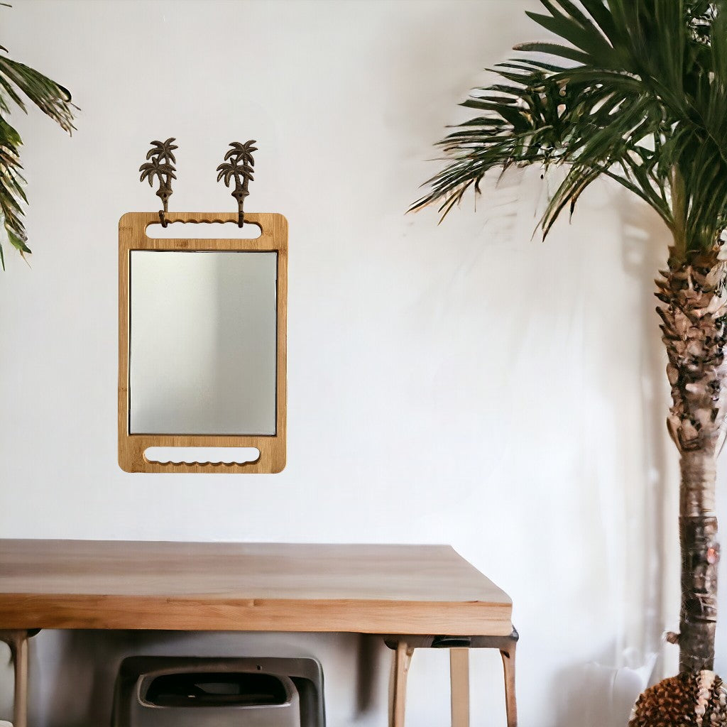 Hang one of our eco-friendly bamboo mirrors on these brass palm tree hooks in the antique finish to create space. Also used to hang hairdressing, barber and beauty capes, hairdryers, aprons, keys, handbags. The list goes on