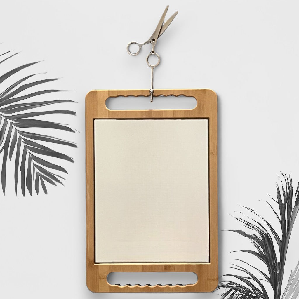 Silver scissors just hanging around with our eco-friendly bamboo in the caramel finish.