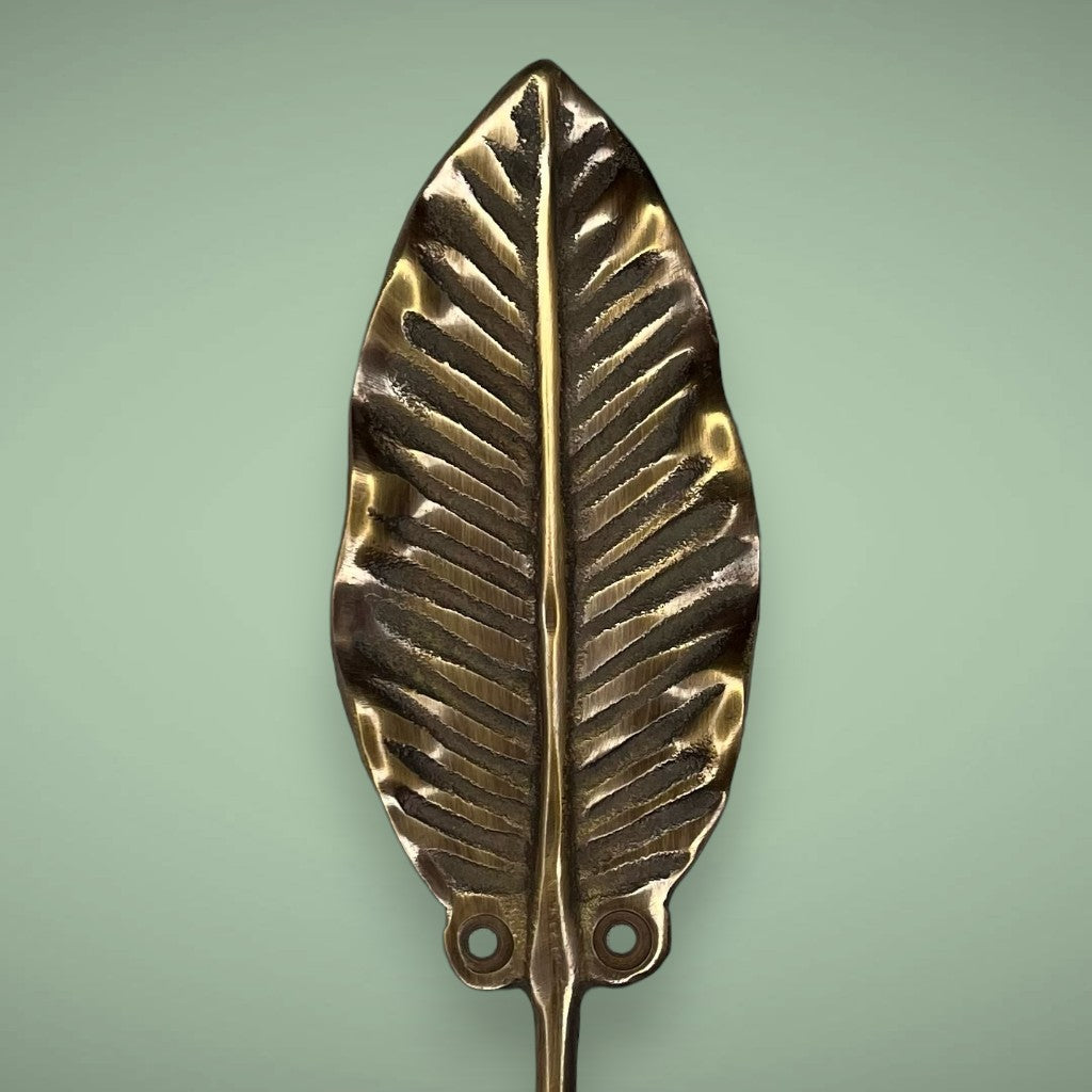 Banana leaf brass hook in antique.