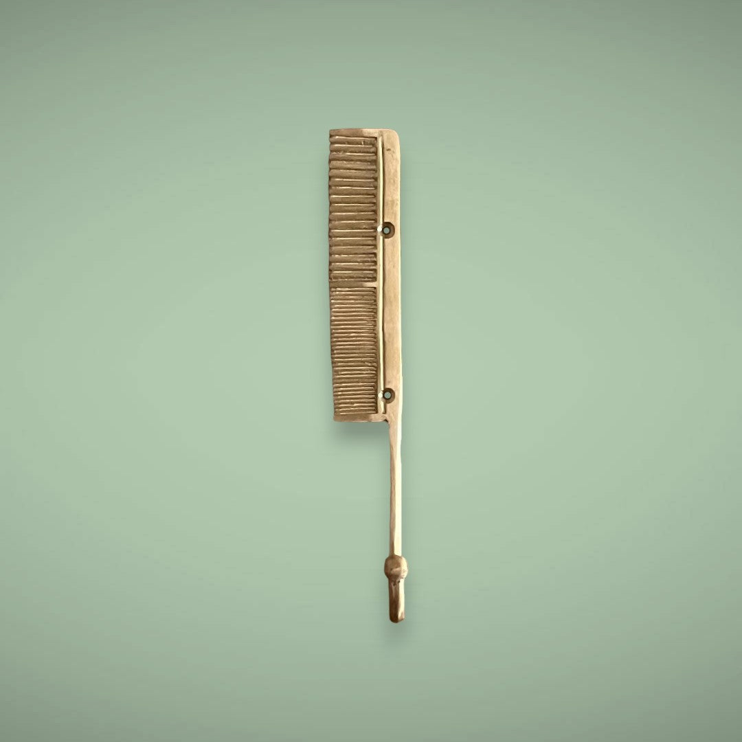 Our custom-made brass comb hook in gold.