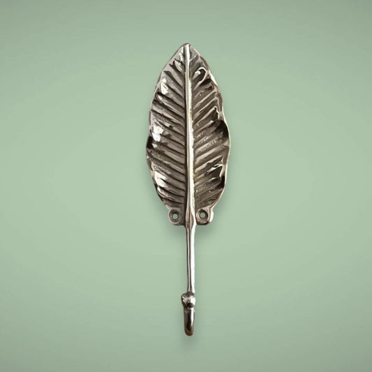 Brass Banana Leaf Hook - Silver