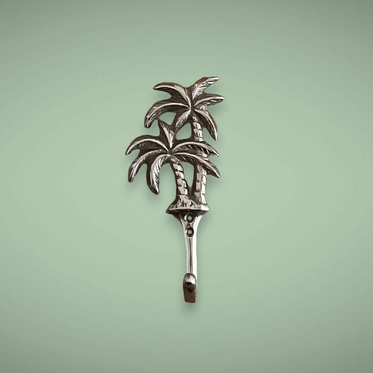 Tropical vibes with our duo palm silver brass hook.