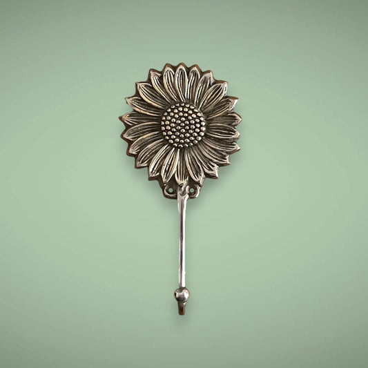 Brass Sunflower Hook - Silver